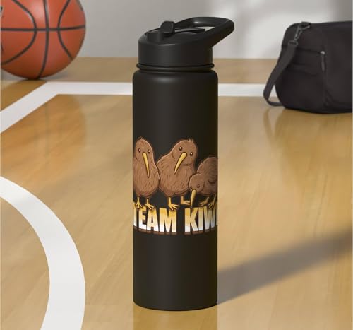 Team Kiwi Bird Kiwi Animal Cute Kiwi New Zealand Bird Stainless Steel Insulated Water Bottle - color: Black