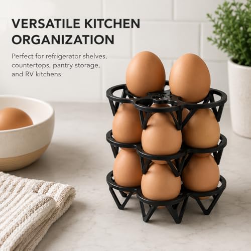 Stackable Egg Holder for Refrigerator – Space-Saving Fridge Egg Storage Rack | Countertop Egg Organizer Tray | Compact Vertical Design for Kitchen