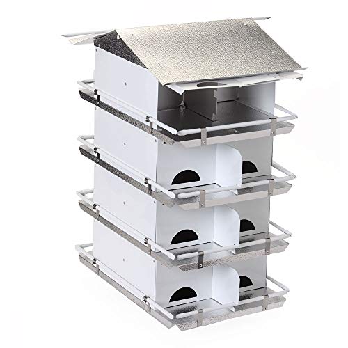 Birds Choice Premium Aluminum Purple Martin House – 16 Room, 4 Floor Birdhouse with Starling Resistant Entrance Holes, Ventilated Roof & Easy Cleaning, Unassembled | Starling Resistant Entrance Holes, Ventilated Roof for Cooler Nests, Easy Cleaning Access