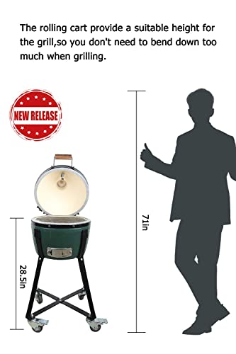 Dracarys Rolling Cart for Minimax Big Green Egg Accessories,Rolling Nest with Heavy Duty Locking Caster Wheels Powder Coated Steel Rolling Outdoor Cart for Minimax Big Green Egg Grill Stand - size: Minimax(MX)