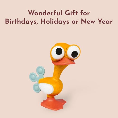 Tolo Crazy Eyed Bird | Interactive Toy for Babies 3+ Months Teething Relief | movable eyes, clicking head & feet, squeaking wings, rattle sound, sensory, teething baby toys, developmental play, fun gift - color: Crazy Eyed Bird