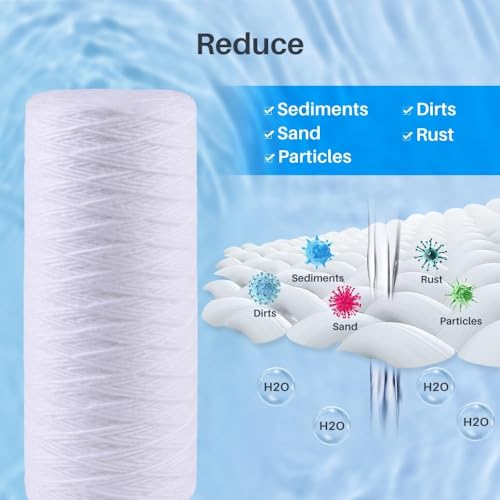 CFS Sediment Water Filters for Campbell HDSC5, HDSC30, 10 x 4.5, 4 Pack | Captures sand, silt & rust in Campbell HDF150, CHD-100 & standard Big Blue housings; 9.75 x 4.5 in; well water ready - size: 4 Pack