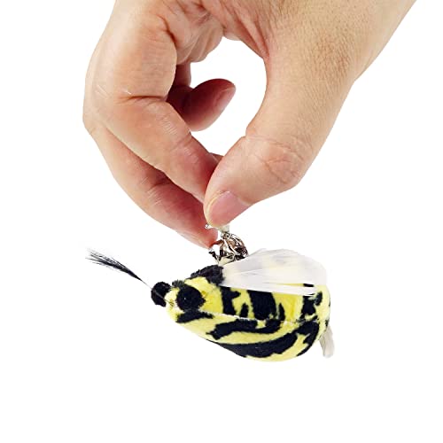 TTcat 10 Pack Cat Wand Toy Replaceable Refills, Realistic Bird Bee Insect Natural Feather Attachments with Bells, Detachable Clip-on Teaser Replacement for Cat Wand. - color: 10Pcs Clasic Refills
