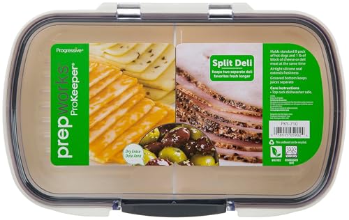 ProKeeper Split Deli Food Storage Container with Air-Tight Silicone Seal and Dry Erase Compatible Lid, 11.75 - color: Split Deli Keeper