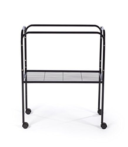 Prevue Pet Products Bird Cage Stand with Shelf - Medium Metal Cage Stand with Rolling Wheels, Bird Stands for Inside, Mid‑Height Shelf for Cage Accessories, Toys, and Storage - Black - color: Black, size: 19.0"L x 19.0"W x 27.0"H