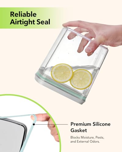 Airtight Food Containers Set with One-Touch Lid, Mixed Size Set (2.8 Qt + 4.2 Qt *2) with Scoop, Stackable Jars for Complete Kitchen Organization - color: 4.2QT*2 + 2.8QT
