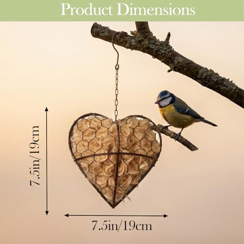 Handmade Fiber Bird Nesting Heart – Natural Nesting Material for Wild Birds, Refillable Jute & Cotton Holder for Garden, Patio & Outdoor Decor (1pc)
