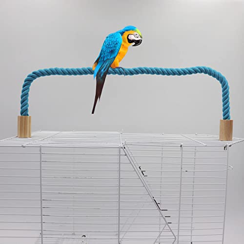 2 Pack Bird Rope Perch and Swing, Bird Cage Stand Pole Accessories, Climbing Toy for Parrot, Parakeet, Budgie, Cockatiel, Lovebird (23.62"/60 cm) - color: Blue, size: 23.62 inches