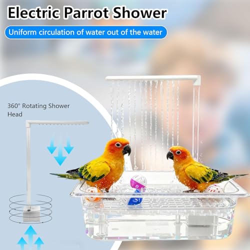 Parakeet Bird Bath with Pump,Large Automatic Parrot Bathtub Shower Fountain | Bird Bathing Tub,Circulating Water System,Parrot Bath for Budgie Cockatiel Lovebird Conure - size: Bird Bath