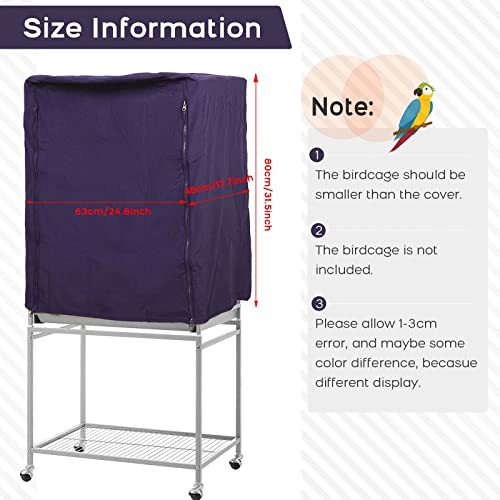 QBLEEV Birdcage Covers, Breathable Universal Bird Parrot Cage Cover Shade | Blackout windproof light-proof covering reduces distractions night accessories cloth without cage-24.8x17.7x31.5in (LxWxH) - color: Blue