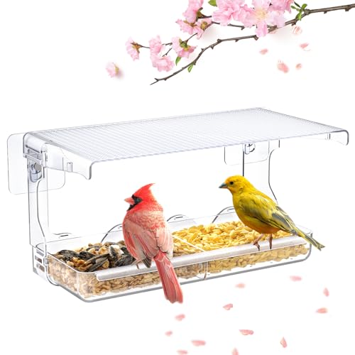 SUNALLY Window Bird Feeder for Outdoors, Clear Bird Feeders Window Mounted | Transparent Feeders with Self-Adhesive Hooks, Outside Hummingbird, Bird Watching for Garden, Yard, Elderly Kids, Cats Viewing - style: Style 2