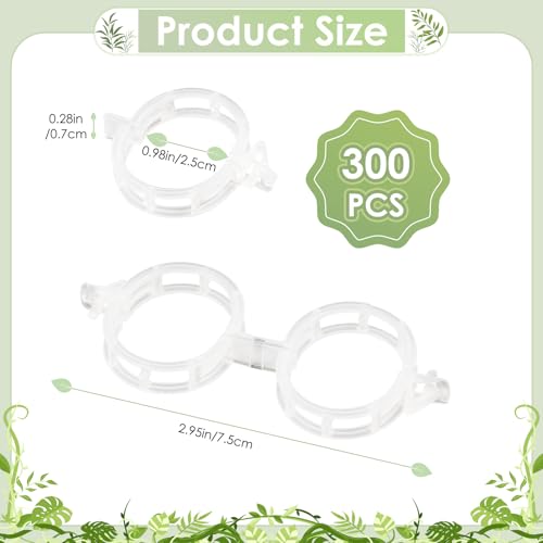 300PCS Plant Support Clips, Reusable Tomato Clips for Climbing Plants | Secured Plastic Tomato Plant Clips Garden Trellis Clips Plant Fixing Clips for Tomato Grape Cucumber Vine