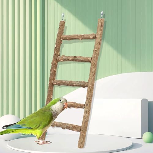 Natural Pepper Wood Parrot Ladder, 5-Step Bird Climbing Toys, Suitable for Parrots, Parakeets, Cockatiels - size: 11.8 × 3.1 Inch
