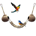 Hamiledyi Coconut Bird Nest Hut with Ladder Hanging Birds Hide House Toy for Cage Natural Coco Shell Hideaway for Parakeet Lovebirds Finch Syrian Hamster Gecko Squirrel Climbing - size: 1PCS 31.9*19.3in
