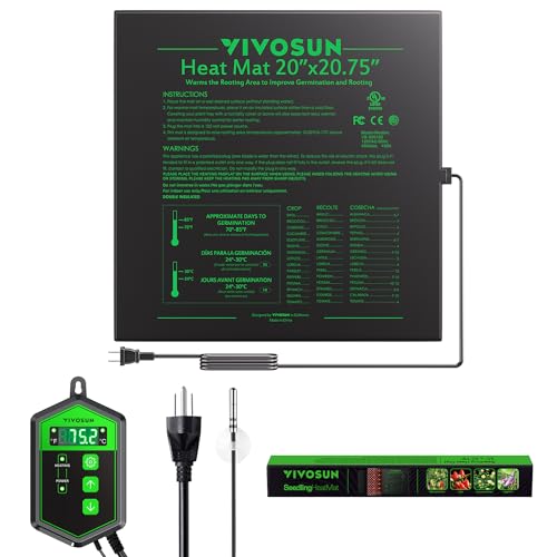 VIVOSUN 20" x 20.75" Seedling Heat Mat and Digital Thermostat Combo Set | UL & MET-Certified Warm Hydroponic Heating Pad for Germination, Indoor Gardening, Greenhouse - size: 20"x20.75"