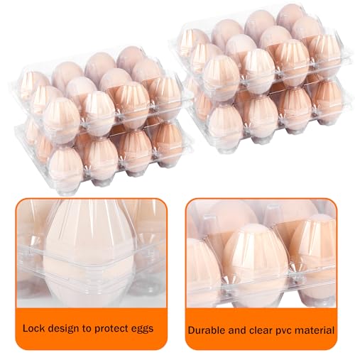 50 Pack 12 Count Plastic Egg Cartons - Bulk Cheap Clear Reusable Egg Containers for Chicken Eggs, Dozen Egg Storage Solutions. (50) - size: 3x4，50Pack
