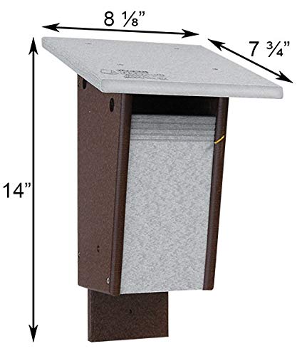 BestNest Amish Made Sparrow Resistant Bluebird House | Gray & Brown Recycled Plastic Birdhouse with Slot Entrance, Overhanging Roof & Easy Clean-Out | Durable Outdoor Nesting Box for Bluebirds