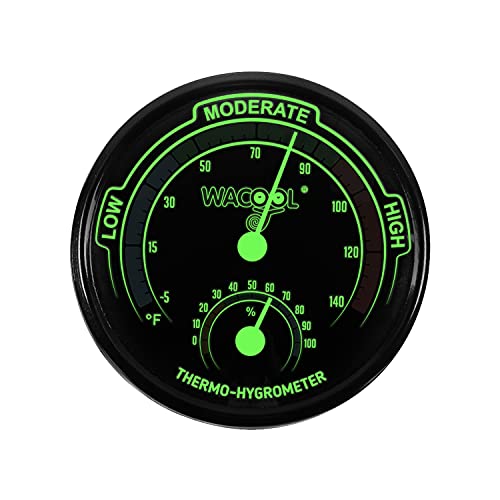 WACOOL Mini Analog Thermometer Hygrometer 2 Pack, Dial Temperature Humidity Gauge Terrarium Thermometer Celsius and Fahrenheit, Night Luminous