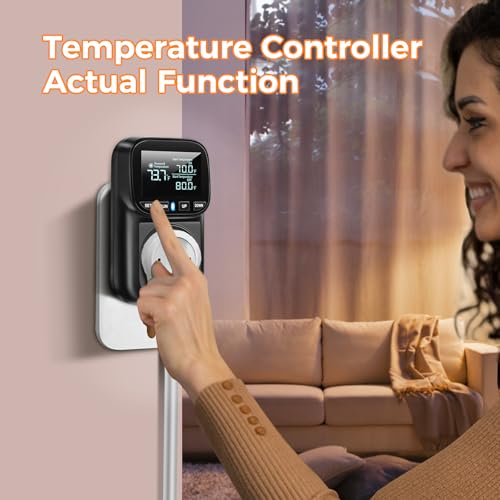 Diymore Digital Temperature Controller Outlet - 1800W Plug-in Thermostat with Heating & Cooling Modes, -104°F to 210°F Range for Greenhouse, Reptile, Incubator & Pool - style: 1800W digital temperature controller