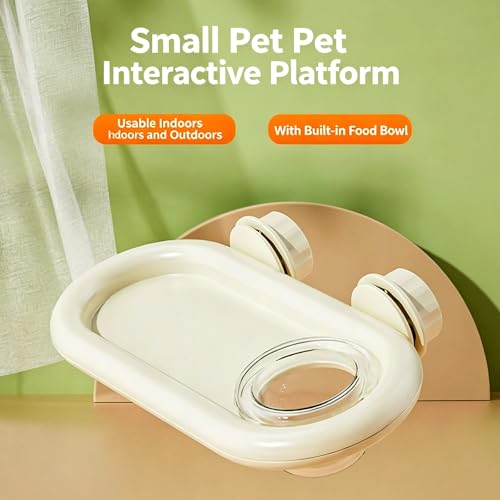 Bird Feeding Platform,bird feeder for cage,Parrot Rest Station with Food Bowl, Parrot Cage Perch,bird perches for Cages,Platform with Feeding Bowl for Parakeets and Small Birds cage Accessories(White)