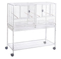 1F/2F/3F Stackable Center Divided Breeder Breeding Bird Flight Double Rolling Cage for Aviaries Canaries Cockatiels Lovebirds Finches Budgies Small Parrots. (White Vein, 1F) - color: White Vein