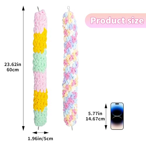 Sugar Glider Cage Accessories, 2 Pack Multicolor Cotton Rope Climbing Toys with Metal Hook, Enrichment Exercise Toys Sugar Glider, Rat, Squirrel, Bird, Other Little Climber