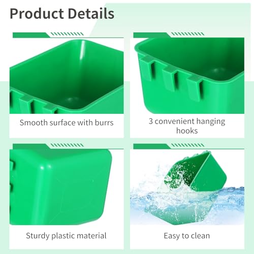 20 Pcs Cage Cups 16 oz Chicken Feeder Waterer Birds Feeders Hanging Bunny Cage Feeder Chicken Water Bowl Feeding Seed Bowl for Pet Parrot Rooster Parakeet Gamefowl Poultry Pigeon Wire Cage - color: green