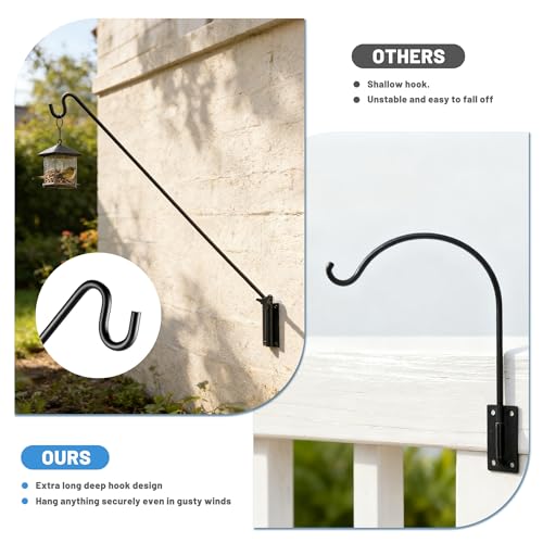 ERYTLLY Extended Reach Deck Hook Wall Pole Wall Mounted, Extensible and Adjustable 28 inch to 43 inch Bracket for Hanging Bird Feeder,Plants,Wind Chimes,Lanterns - size: Wall Pole - Adjustable Length - 1 Pack