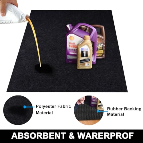 AiBOB Garage Floor Mat, 36 X 50 inches, Oil Spill Mat Under Car, Waterproof Backing Absorbent Pad Protects Floor, Durable, Reusable, Black - size: 3' x 4'2" (Rectangular)