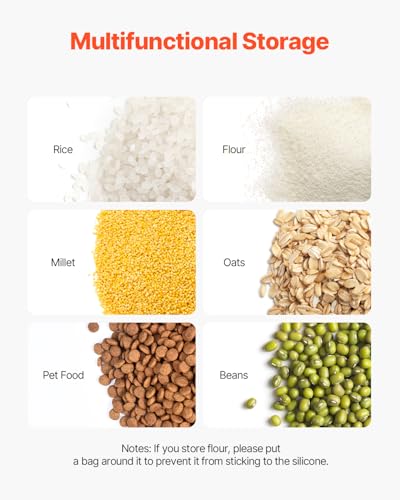 VEVOR Rice Storage Container, 4.5Gallon/20L Capacity Large Dog Food Dispenser Bin, Kitchen Ingredient Grain Cereal Flour Bin, Pet food Containers with Wheels, Measuring Cup, Airtight Lid, 1 Pack - size: 4.5 Gallon*1