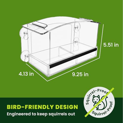 Acrylic Clear Window Bird Feeder with Strong Suction Cups, Removable Sliding Seed Tray, Weather-Resistant & Easy to Clean for Window Viewing, Earth-Friendly Dome - size: Style: Eco-Friendly Dome