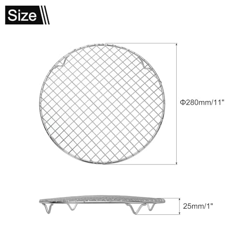 uxcell Round Cooking Rack 11 Inch Dia Stainless Steel Wire Cooling Steamer Rack for Baking Canning Cooking Roasting Cooling Grilling Drying, Silver - size: 11 Inch
