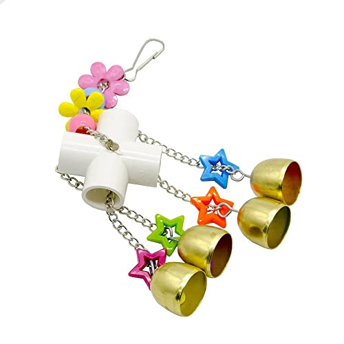 Bird Swing Bells Toy with Bell Chewing Hanging Ring Toy Cage Bite for Pet Budgie Parakeet Cockatiel Conure Macaw African Grey Eclectus Cockatoo Finches Lovebird Quaker Parrot Finch Canary