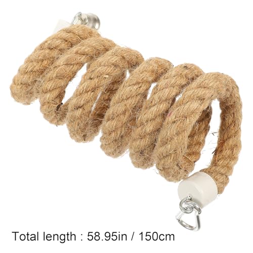 Ipetboom Bird Rope Perch Parrot Rope Toy Climbing Stand with Stable Clips 59.05 in Hanging Swing for Parakeets Lovebirds Cockatiels Bird Cage Accessory