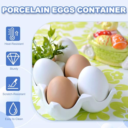 uxcell Ceramic 6 Cups Egg Tray Holder, Porcelain Eggs Container for Home Countertop Kitchen Storage Refrigerator Fridge Decorative Serving Display, Black - color: Black