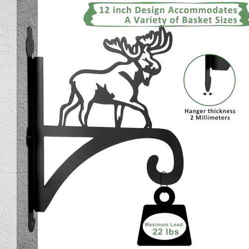 ATKKE Hanging Plant Bracket Hangers Indoor Iron Wall Mount,11” Moose Silhouette Ornamental Iron Hangers Hookers for Flower Pot Lantern Bird Feeder Wind Chimes - size: Moose