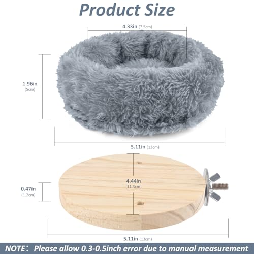 DBNESS Small Bird Nest for Cage, Removable Plush Parrot Hammock Warm Resting Perch Platform for Budgies Cockatiel Conure Parakeet Hamster Washable Breeding Sleeping Lay Eggs Nesting (Grey, S) - size: S