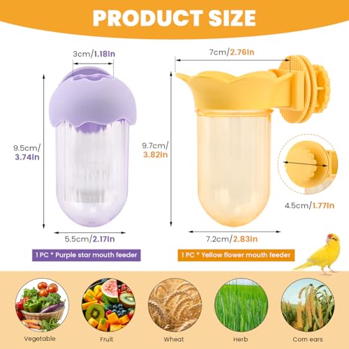 2Pcs Bird Cage Feeder for Vegetable, Parrot Veggies Holder with Water Storage, Hanging Feeder for Canary Finch Parakeet Budgie Cockatiel Lovebird