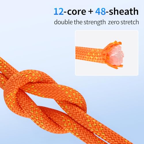 200ft 3/8 Inch Climbing Rope, Heavy Duty Arborist Rope(Orange) - size: 3/8in-200ft-Orange