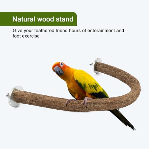Rypet 2PCS Pack Natural Wood Bird Perches for Cage, U-Shaped Parrot Perch L | 2 Pack Natural Wood Perches, Wing Nut Mount, U-Shaped Cage Perch, Easy Rinse, Parakeets Conures Cockatiels