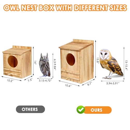 Barn Owl House, Owl Nesting Box for Outside,Wooden Screech Owls Nesting Box | Wooden Screech Owls Nesting Box, Caliber Round Hollow Outdoor Bird's Boxes, Suitable for Wildlife Screech, Barred - size: 15.75''High