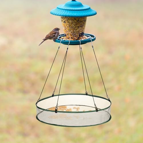 FoldTier 1 Pieces Universal Wild Bird Seed Catcher Hanging Hoop Platform Bird Seed Catcher Tray for Hummingbird Feeders Bee Feeder Outdoor Garden Accessories (24 Inch) - size: 24 Inch