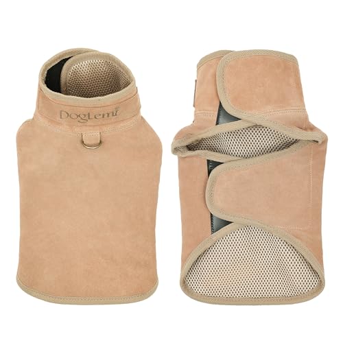 Dog Protection Vest - The Surface Layer of Genuine Leather (S, Brown) | Dog Protection Ves Tough and Wear-Resistant, Protection Against Attacks by Coyotes, Hawks, Raptors, and Birds of Prey - size: S