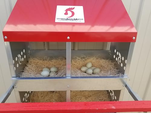 Duncan’s 4 Hole Chicken Nesting Box for Laying Hens, American Made Galvanized Steel Hen Nesting Boxes, Easy Assembly Poultry Nest Box for Chicken Coop, Heavy Duty Metal Design