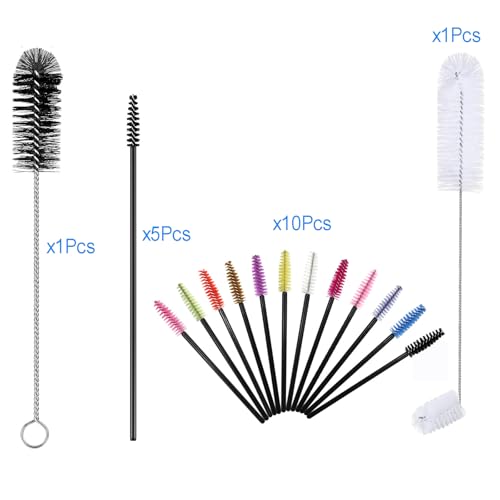 17 Pieces 4 Size Hummingbird Feeder Cleaning Brush Mini Nylon Tube Brush Set Double Headed Hummingbird Brush Cleaner 2 in 1 Hummingbird Brush Kit for Bottles, Tubes, Jars, Bird Feeder (White) - color: White