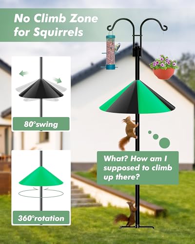Squirrel Baffle for Bird Feeder Pole, 19” Oversized Squirrel Guard Baffle,Bird Feeder for Outdoors Protector, Pack of 1, Black Green