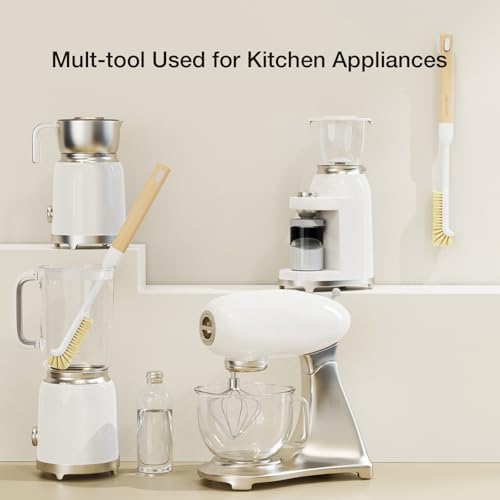Cleaning Brush, Diveotree Hard Bristle Brush for Deep Cleaning Grout, Sink, Cup, Teapot, Bottle, Blender, Multi-Purpose Brush wih Long Handle for Kitchen (White-2Pack) - color: White-2pack