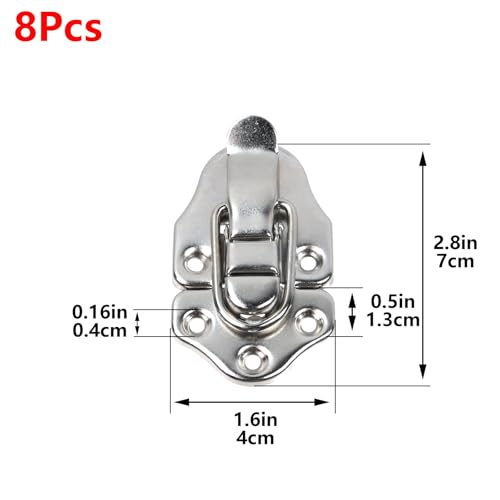 Geesatis 8 Pcs Metal Box Hasp Lock Toggle Latch Catch Decorative Hasp BoxLatch Hasps for Jewelry Wooden Case Boxes, with Mounting Screws, Silver - style: A-Silver