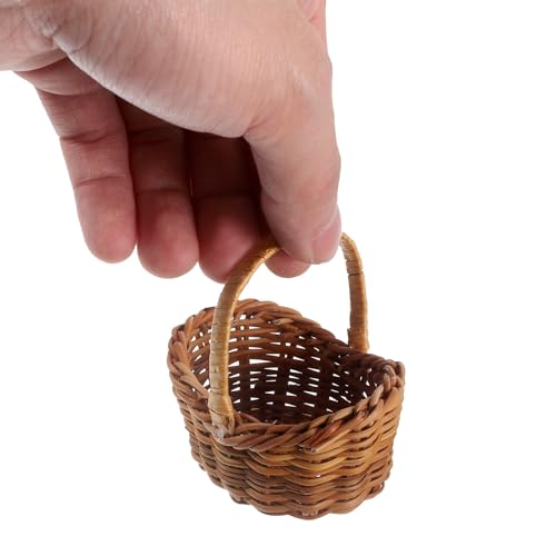 Totority Mini Rattan Basket Set of 4, Handwoven Baskets for Crafts | Set of 4 Light Brown Rattan Mini Baskets with Handwoven Design for Crafts, Dollhouse Scenes, Weddings and Rustic Decorations
