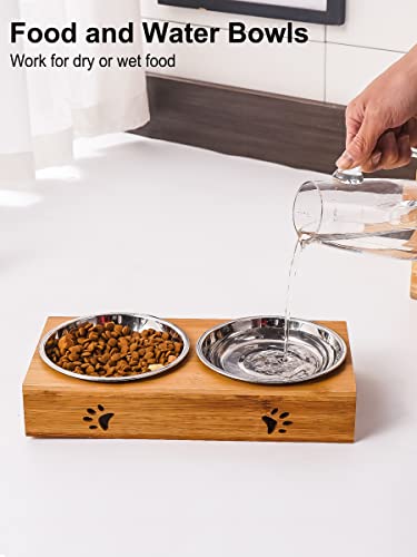 VENTION Stainless Steel Shallow Cat Food Bowl 5 Inch, Mini Whisker Fatigue Cat Food Dish 7.4 Fl.oz, Replacement Basic Kitten Bowls Bulk for Elevated Stand, Dishwasher Safe (Set of 2) - size: 5 Inch-Outer Dia.